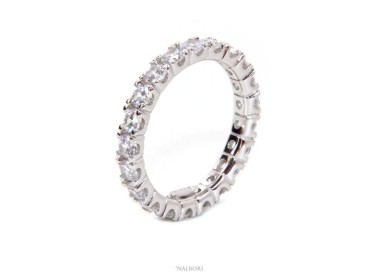 NSA|NALBORI argento 925 Rodiato, eternity infinity fede tutto giro zirconi bianchi brillante 3 mm per uomo o donna