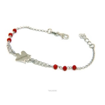 NSA|NALBORI Bracciale rosario Argento 925 con angelo custode piccolo e cristallo rosso o nero