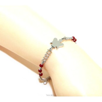 NSA|NALBORI Bracciale rosario Argento 925 con angelo custode piccolo e cristallo rosso o nero