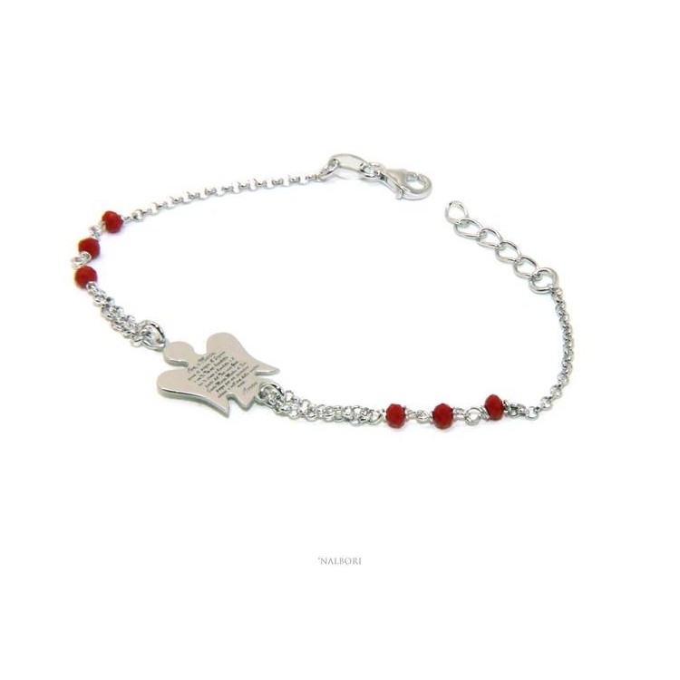 NSA|NALBORI Rosary bracelet Silver 925 guardian angel prayer ave maria crystal red or black