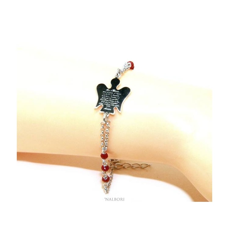 NSA|NALBORI Rosary bracelet Silver 925 guardian angel prayer ave maria crystal red or black