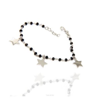 NSA|NALBORI Woman bracelet 925 sterling silver black with pendants of stars