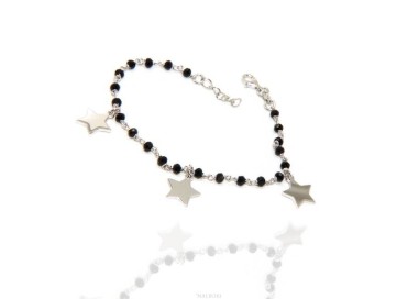 NSA|NALBORI Woman bracelet 925 sterling silver black with pendants of stars