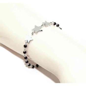 NSA|NALBORI Woman bracelet 925 Sterling silver black with 3 little stars