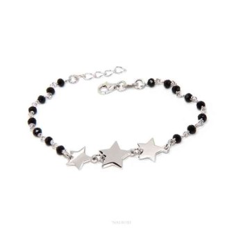 NSA|NALBORI Woman bracelet 925 Sterling silver black with 3 little stars