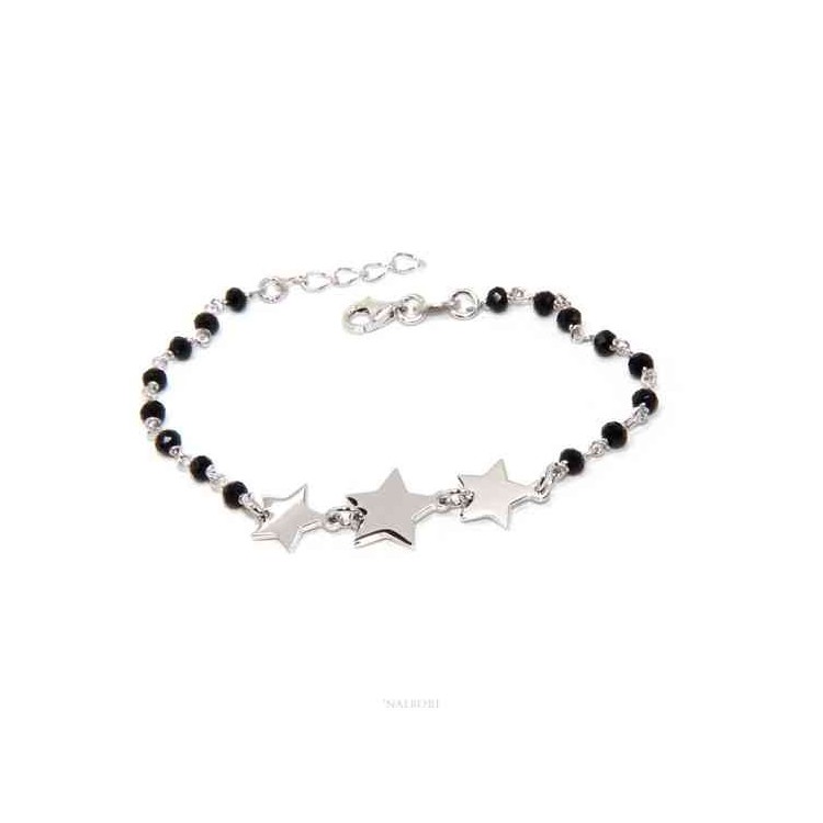 NSA|NALBORI Woman bracelet 925 Sterling silver black with 3 little stars