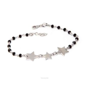 NSA|NALBORI Bracciale donna Argento 925 marsigliese nero con 3 stelle