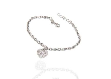 NSA|NALBORI Bracelet Silver 925 woman girl heart pendant and cubic zirconia