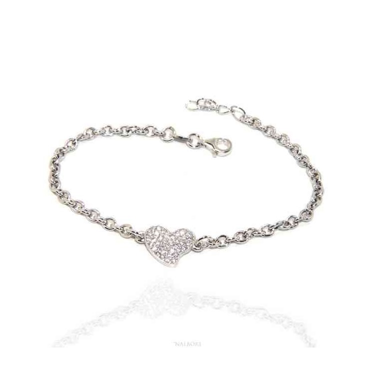 NSA|NALBORI Bracelet Silver 925 woman girl charm heart and zircon