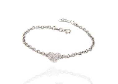 NSA|NALBORI Bracelet Silver 925 woman girl charm heart and zircon