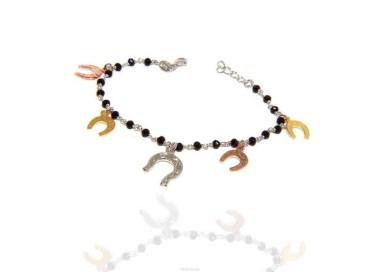 NSA|NALBORI Bracciale donna Argento 925 marsigliese nero con ciondoli ferro di cavallo