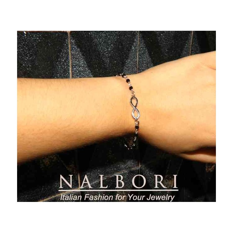 NSA|NALBORI Marseilles, bracelet Silver 925 black crystal with infinity