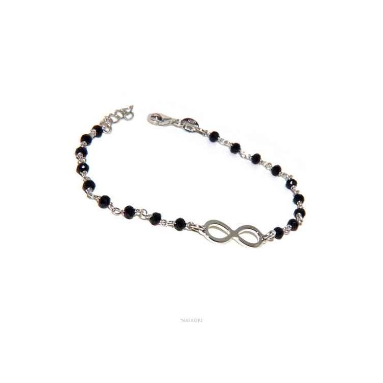 NSA|NALBORI Marseilles, bracelet Silver 925 black crystal with infinity