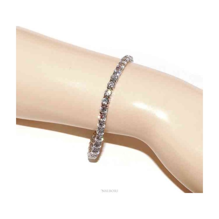 NSA|NALBORI 925 silver tennis bracelet with 4 mm prong white zircons + sizes