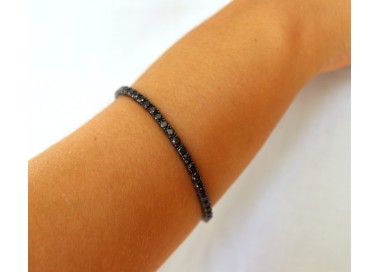 NSA|Tennis anklet bracelet in 925 silver ruthenium black zircons NALBORI