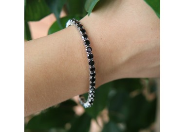 NSA|NALBORI 925 silver tennis bracelet with 4 mm prong black zircons + sizes