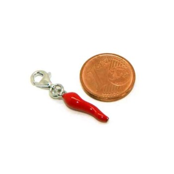 NSA|Amulets by NALBORI: pendants 925 silver horn small horn 14x4 mm red italian charm