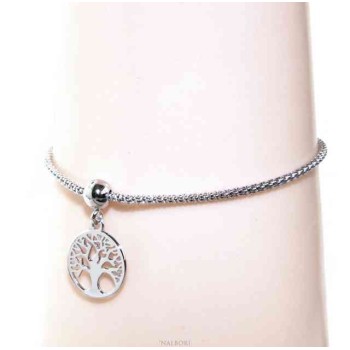 NSA|NALBORI Bracelet silver 925 woman girl chain poocorn and pendant tree of life