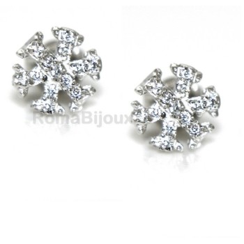 NSA|925: woman man white cubic zirconia earrings snowflake