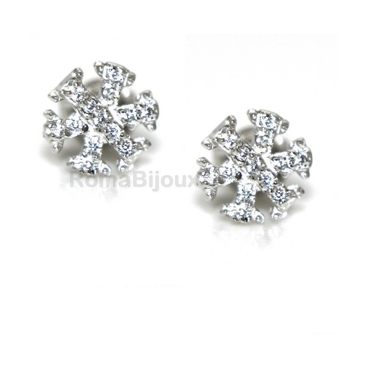 NSA|925: woman man white cubic zirconia earrings snowflake