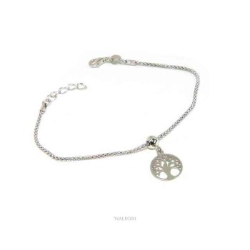 NSA|NALBORI Bracelet silver 925 woman girl chain poocorn and pendant tree of life