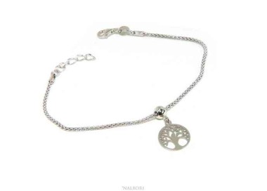 NSA|NALBORI Braccialetto argento 925 donna ragazza catena poocorn e ciondolo albero della vita
