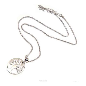 NSA|NALBORI necklace 925 sterling silver popcorn choker with medal tree of life pendant