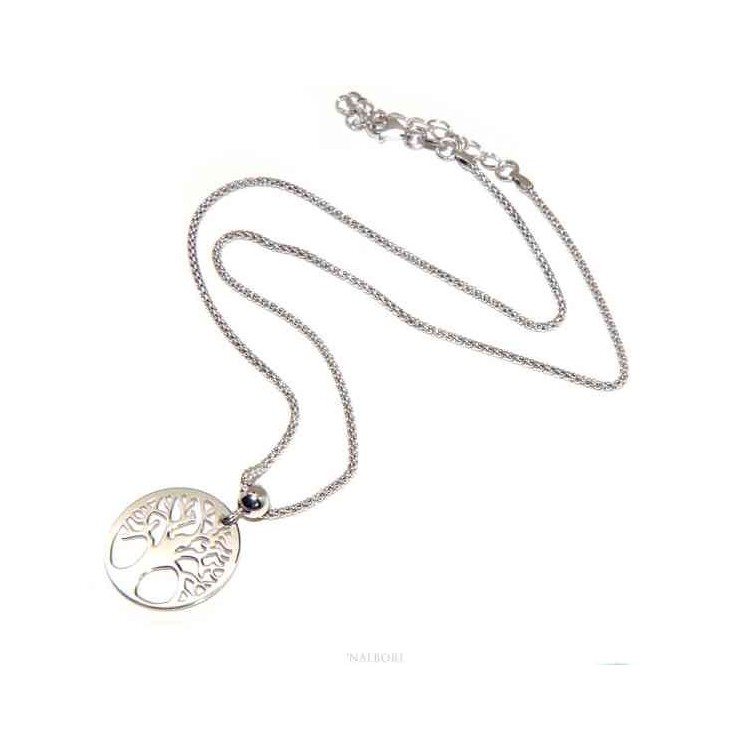 NSA|NALBORI necklace 925 sterling silver popcorn choker with medal tree of life pendant