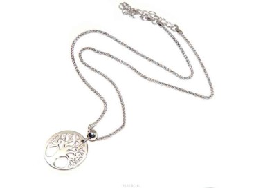NSA|NALBORI necklace 925 sterling silver popcorn choker with medal tree of life pendant