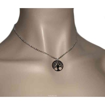 NSA|NALBORI necklace 925 sterling silver rolo 'diamond necklace with medal tree of life pendant