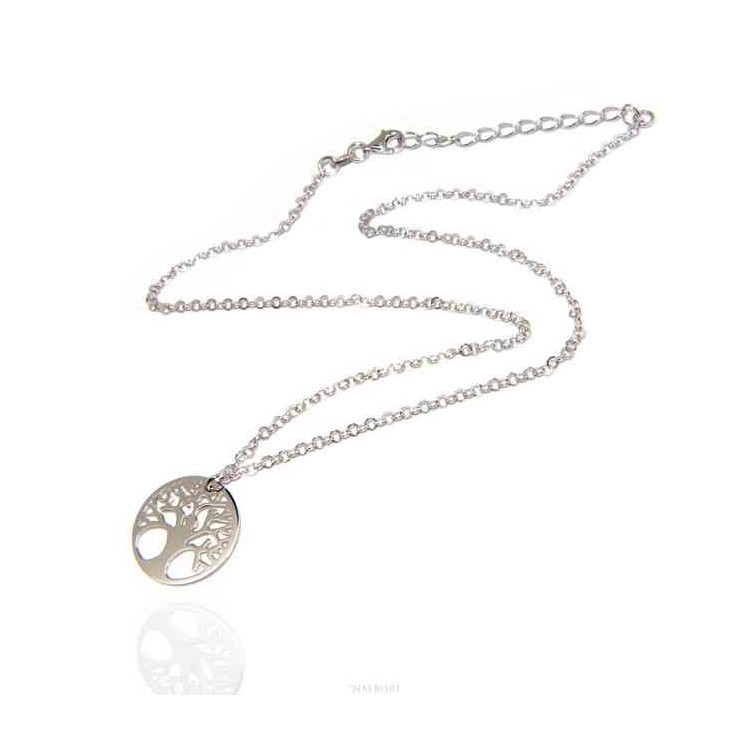 NSA|NALBORI necklace 925 sterling silver rolo 'diamond necklace with medal tree of life pendant