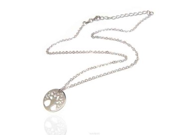 NSA|NALBORI necklace 925 sterling silver rolo 'diamond necklace with medal tree of life pendant