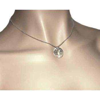 NSA|NALBORI necklace 925 sterling silver rolo 'necklace with medal tree of life pendant
