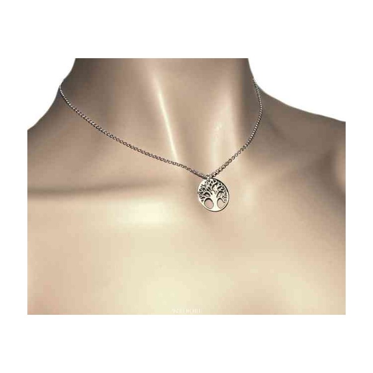 NSA|NALBORI necklace 925 sterling silver rolo 'necklace with medal tree of life pendant