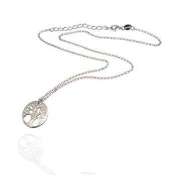 NSA|NALBORI necklace 925 sterling silver rolo 'necklace with medal tree of life pendant
