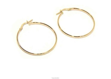 NSA|ORO 375/oo 9kt Orecchini NALBORI donna cerchi lisci boccole anelle 3 cm made in italy