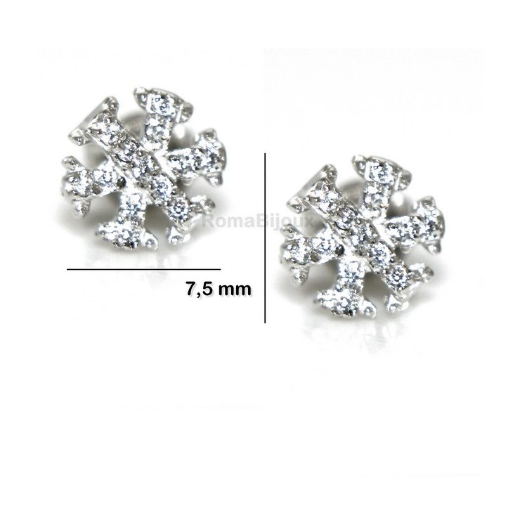 NSA|925: woman man white cubic zirconia earrings snowflake