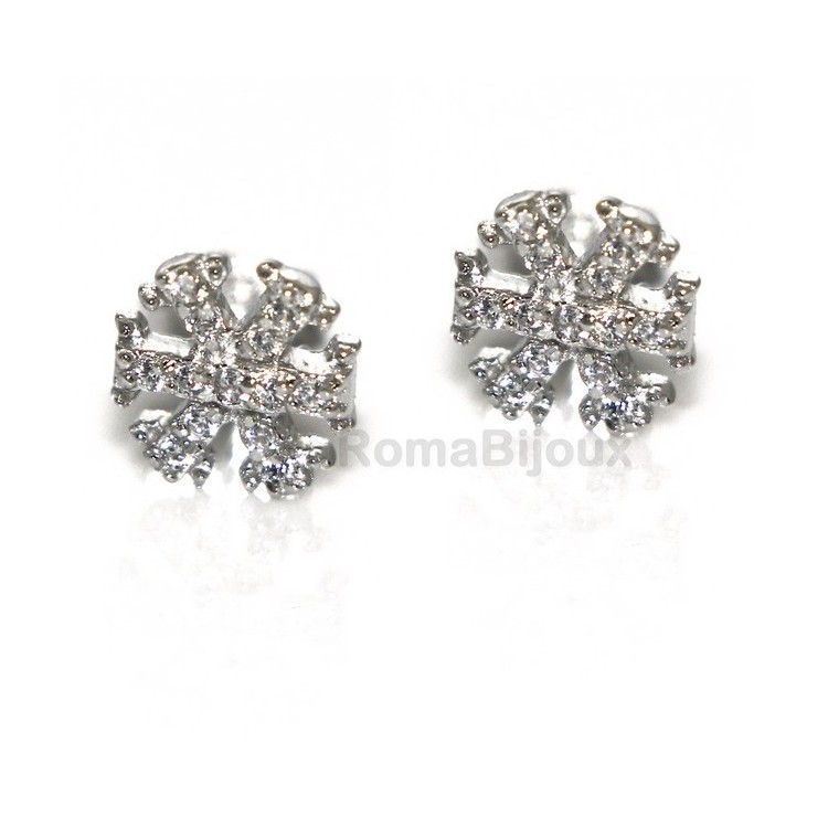 NSA|925: woman man white cubic zirconia earrings snowflake