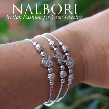 NSA|NALBORI Bracciale donna snake Argento 925 charme stella cuore quadrifoglio
