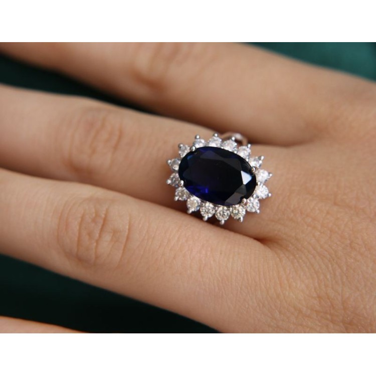 NSA|NALBORI anello argento 925 con brillante ovale blu