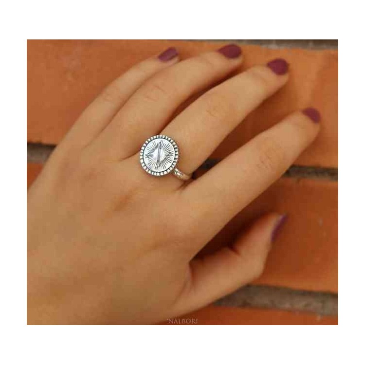 NSA|Ring Silver 925 for man or woman adjustable shield with monogram