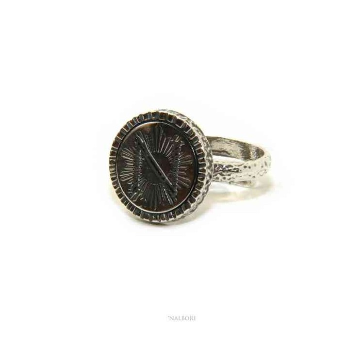 NSA|Ring Silver 925 for man or woman adjustable shield with monogram