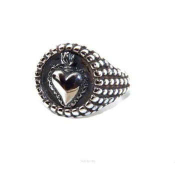 NSA|sacred Heart Ring Silver 925 chevalier shield adjustable