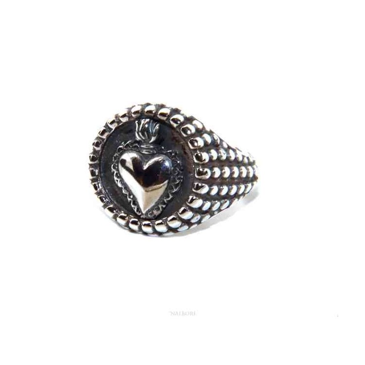 NSA|sacred Heart Ring Silver 925 chevalier shield adjustable