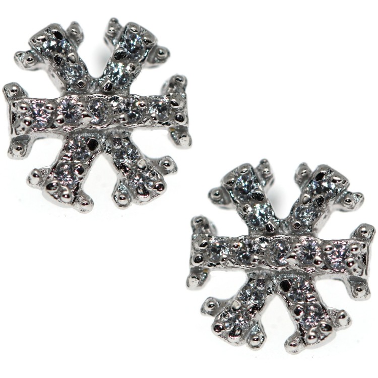 NSA|925 silver snowflake earrings with white zircons