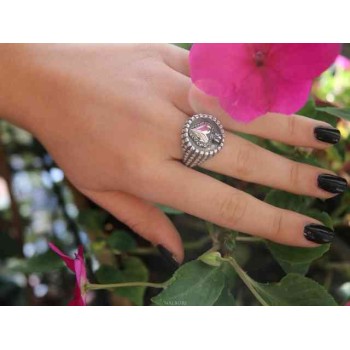 NSA|sacred Heart Ring Silver 925 chevalier shield adjustable