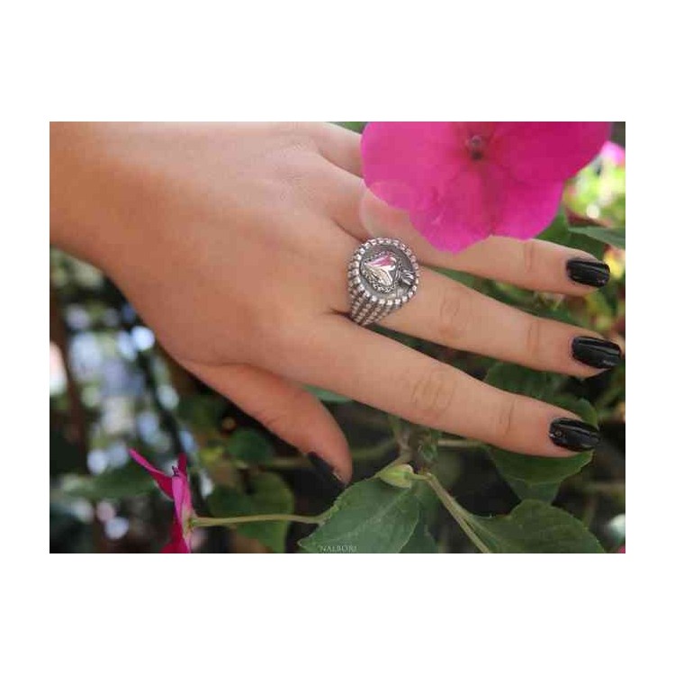 NSA|sacred Heart Ring Silver 925 chevalier shield adjustable
