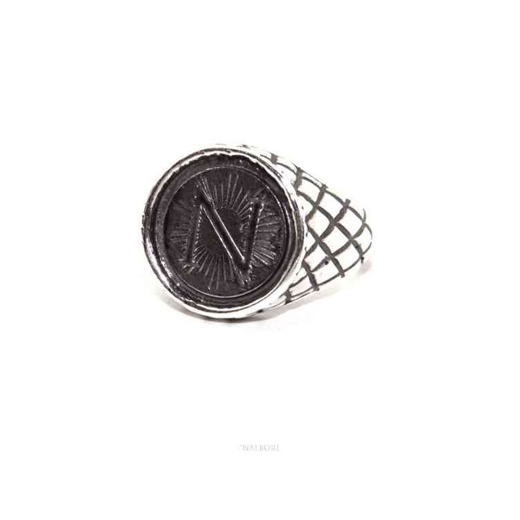 NSA|NALBORI Ring Silver 925 for man or woman diamond shield Monogram