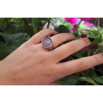 NSA|NALBORI Anello Argento 925 da uomo o donna scudo rombi Monogramma