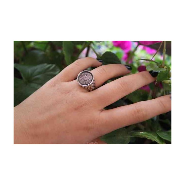 NSA|NALBORI Ring Silver 925 for man or woman diamond shield Monogram